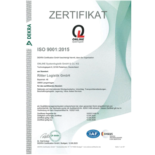 ONLINE Zertifikat ISO 9001